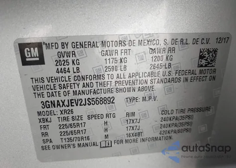 2018 Chevrolet Equinox Lt from USA, damaged, VIN 3GNAXJEV2JS568892